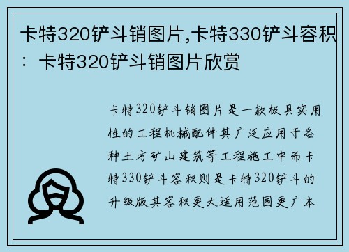 卡特320铲斗销图片,卡特330铲斗容积：卡特320铲斗销图片欣赏